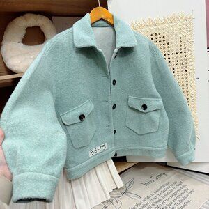 💚 Mint Green Fuzzy Shacket Shirt Jacket Cozy